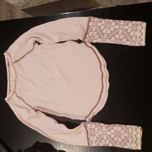NWT! FREE PEOPLE mixed media thermal top